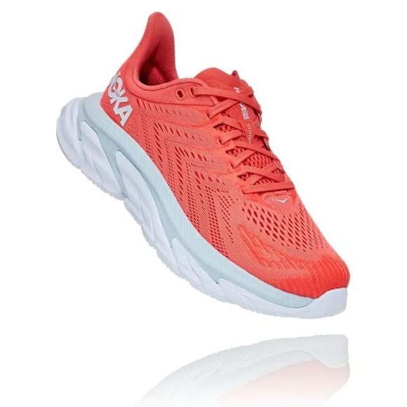 Hoka Clifton Edge Hot Coral and White Sneakers Size 10 brand new, unworn, in box - Picture 1 of 7